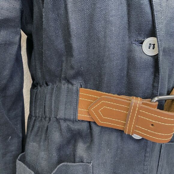 Vintage Liz Claiborne Black built in belt linen utility blazer jacket Size 8 - Picture 5 of 12